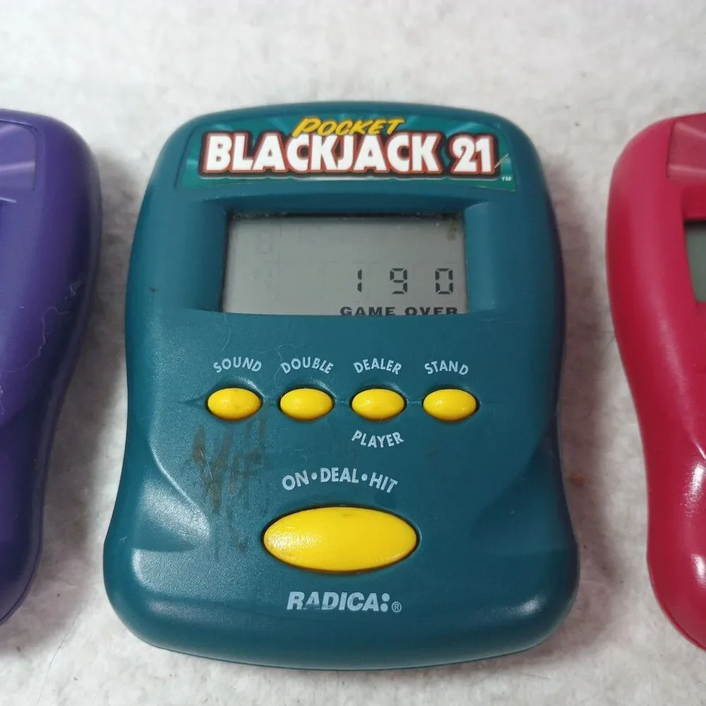 Lot 3 Radica Handheld Games Pocket Slot Blackjack Poker Tested Working LCD